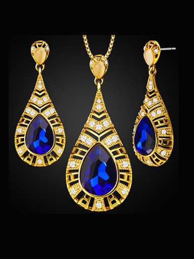 custom Water Drop Artificial Crystals Two Pieces Jewelry Set