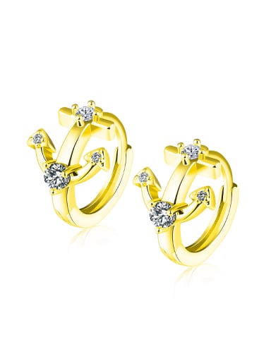 Fashion Little Anchor Zircon Gold Plated Earrings