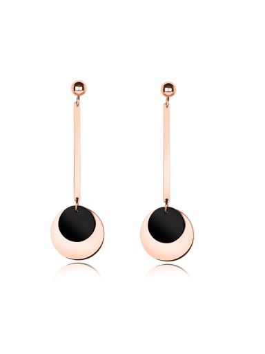 Simple Round Rose Gold Plated Titanium Drop Earrings