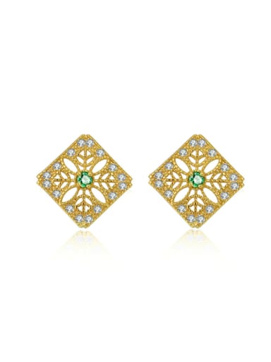 Simple Classical Women Square Stud Earrings with Zircons