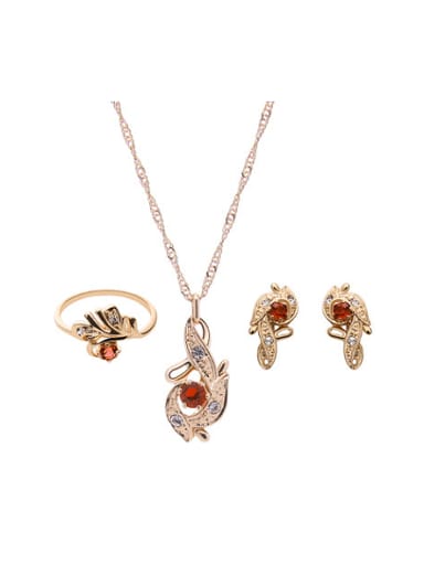 Alloy Imitation-gold Plated Fashion Artificial Stones Three Pieces Jewelry Set