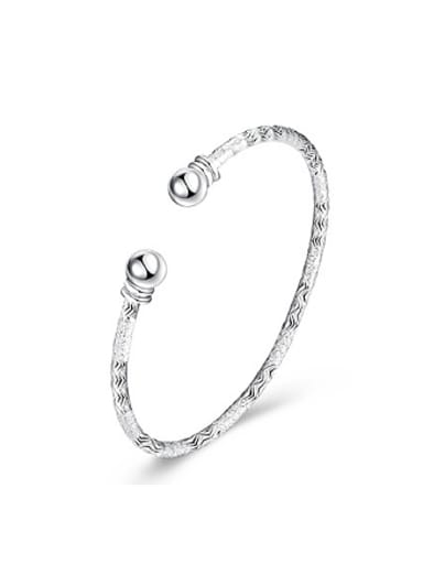 Simple Silver Plated Women Opening Bangle