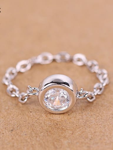 Personalized Silver Zircon Chain Ring