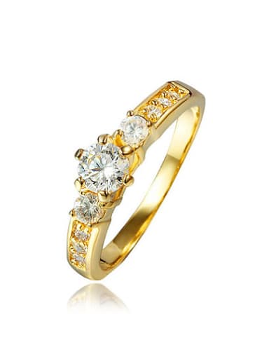 Anti-allergic 18K Gold Geometric Shaped Zircon Ring