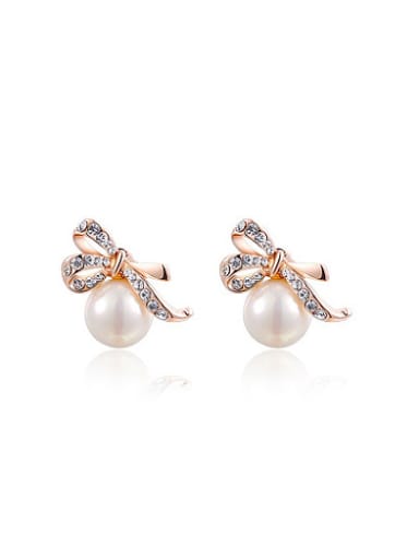 Elegant Bowknot Shaped Artificial Pearl Stud Earrings