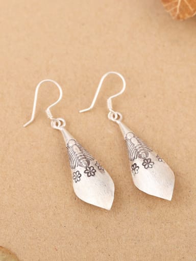 Personalized Leaf Silver Handmade hook earring