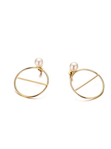 Temperament Gold Plated Artificial Pearl Stud Earrings