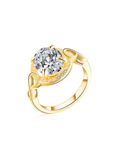 Exquisite 18K Gold Plated Round Zircon Ring