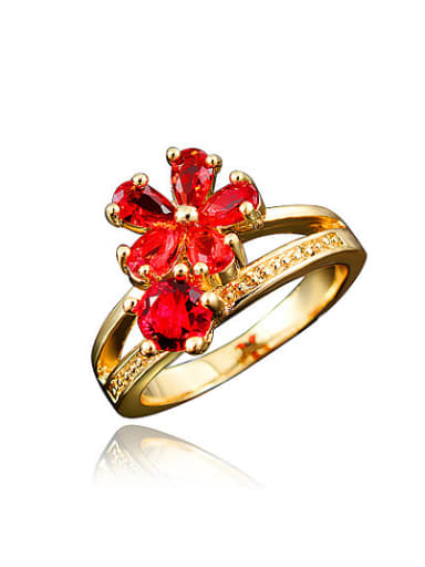 Elegant 18K Gold Plated Flower Shaped Zircon Ring