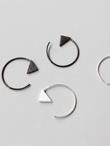 Sterling Silver Geometric Triangle Minimalist Brushed Earrings