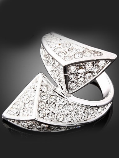 Personalized Cubic Rhinestones-studded Platinum Plated Alloy Ring
