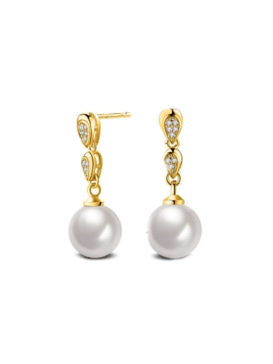 custom Fashion Shell Pearls Zircons Drop Earrings