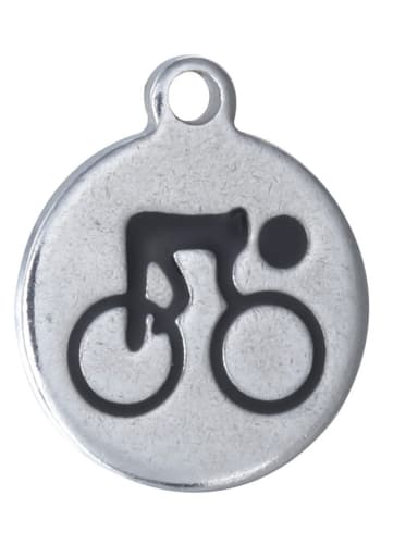 Stainless Steel With Sports Round with ride a bike Charms