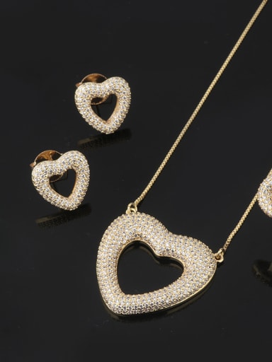 Copper With Cubic Zirconia Classic Heart Jewelry Sets