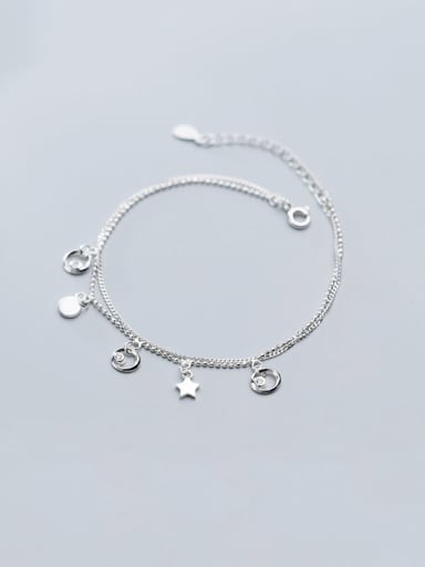 925 Sterling Silver With Platinum Plated Simplistic Star Bracelets
