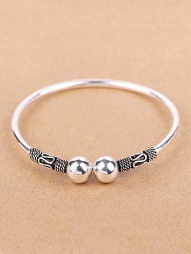 Retro Simple Silver Opening Bangle