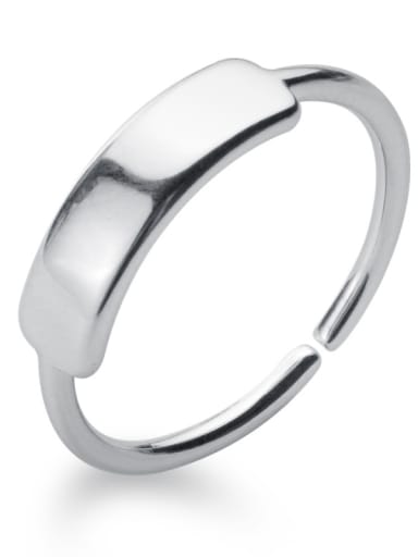 925 Sterling Silver With Glossy Simplistic Geometric Free size Rings