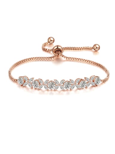 Copper With  Cubic Zirconia  Personality Leaf adjustable Bracelets