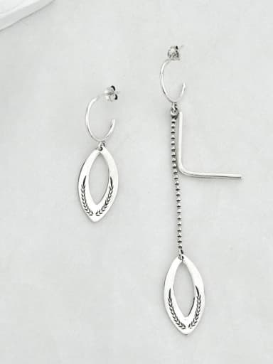 Vintage Sterling Silver With Hollow Simplistic Irregular Threader Earrings