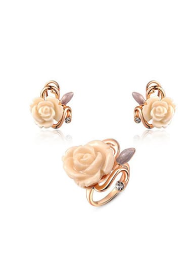 Fashion Flower Shaped Resin Two Pieces Jewelry Set