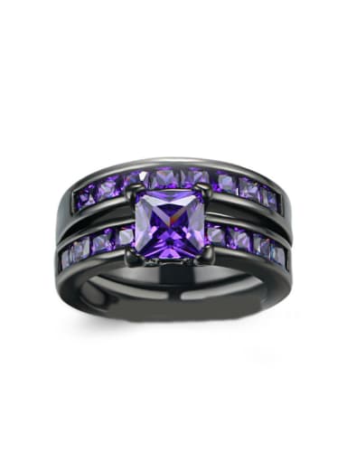 Purple Zircons Black Plated Party Accessories Ring