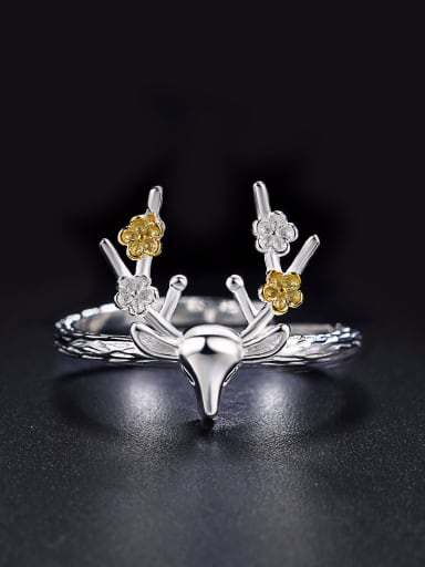 Personalized Double Color Little Deer 925 Sterling Silver Ring