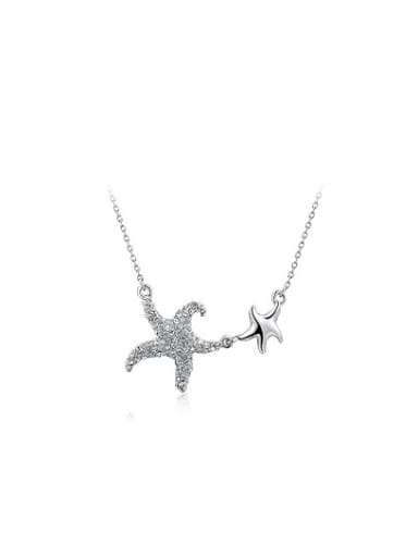 Exquisite Double Starfish Shaped Crystal Necklace