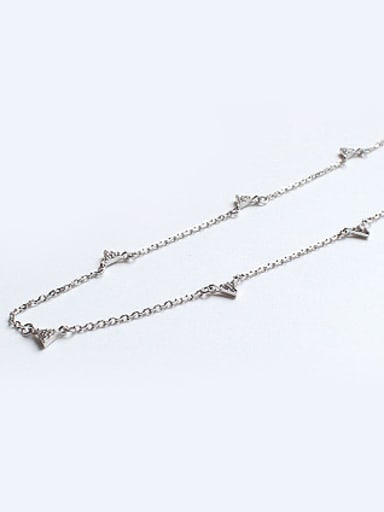 Simple Tiny Zircon-studded Triangles Silver Necklace