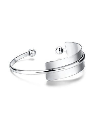 Personality White Gold Plated Double Layer Bangle