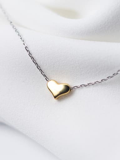 ll-match Gold Plated Heart Shaped S925 Silver Necklace