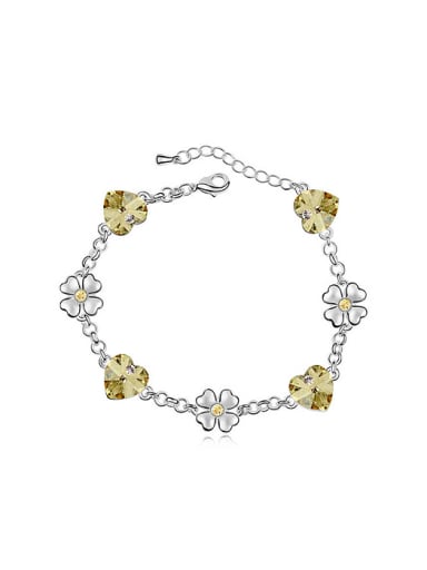 Fashion Heart austrian Crystals Flowers Alloy Bracelet