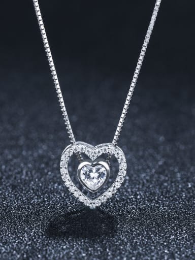 925 Sterling Silver With Platinum Plated Cute  Multilayer  Heart Necklaces