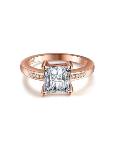 Square Zircons Rose Gold Plated Unisex Ring
