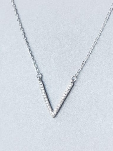 S925 silver V shape zircon clavicle necklace