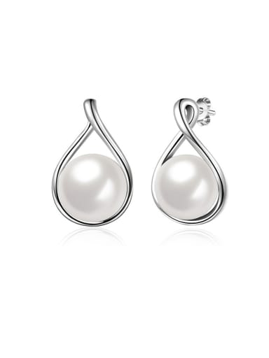 Exquisite Platinum Plated Artificial Pearl Earrings