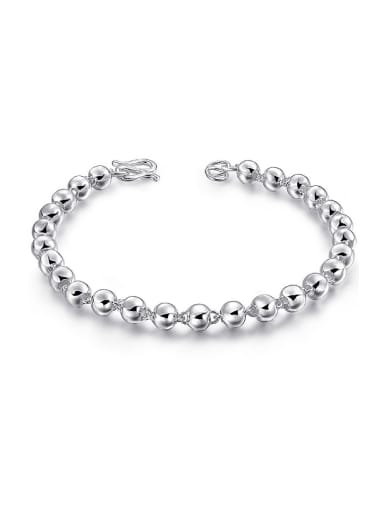 Simple 999 Silver Polishing Beads Unisex Bracelet
