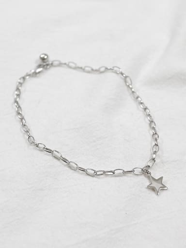 Simple Little Star Silver Anklet