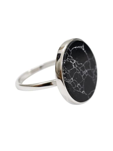Fashion Round Turquoise stone Silver Smooth Ring