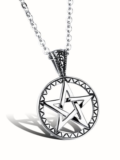 Personalized Round Hollow Star Titanium Necklace