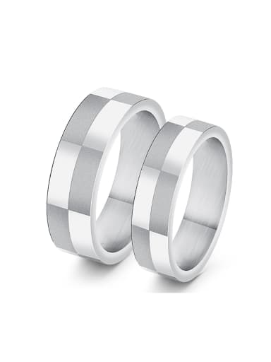 Simple Plaid Titanium Lovers Ring