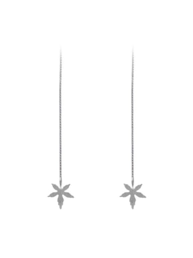 Little Maple Leaf Silver Line Earrings