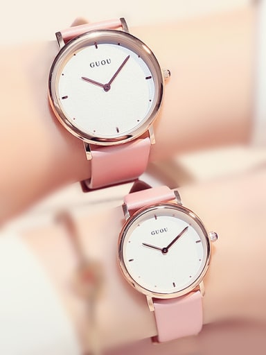 GUOU Brand Simple Mechanical Round Lovers Watch
