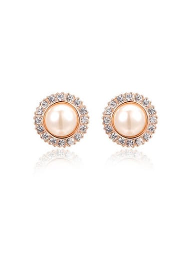 Elegant Round Shaped Artificial Pearl Stud Earrings
