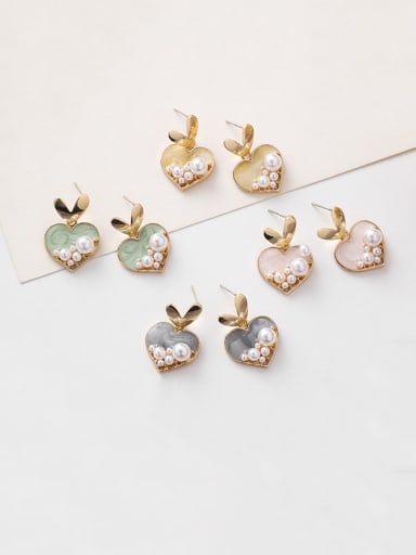 Alloy With  Artificial Pearl  Fashion Candy Colors Heart Stud Earrings