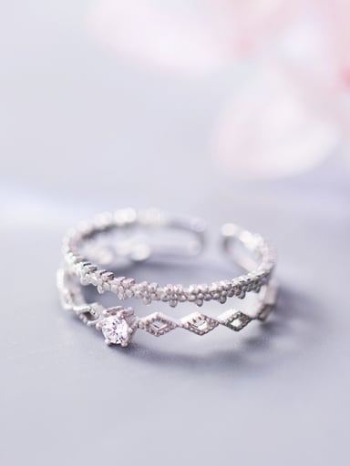 925 Sterling Silver With Platinum Plated Delicate Lace Rings