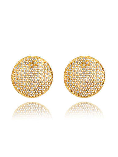 Exquisite Round Shaped 18K Gold Plated Zircon Stud Earrings