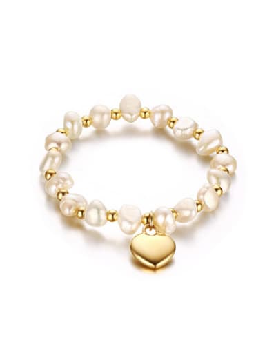All-match Gold Plated Heart Shaped Freshwater Pearl Bracelet