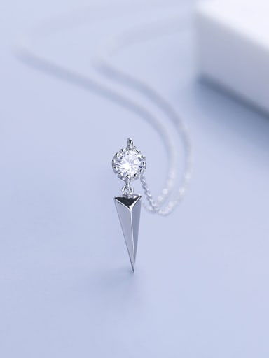 Simple Cubic Zircon Little Triangle 925 Silver Necklace