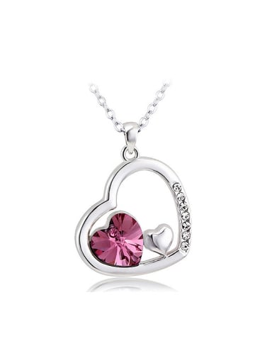 18K White Gold Austria Crystal Heart-shaped Necklace
