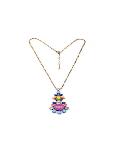 Colorful Stones Pendant Sweater Necklace